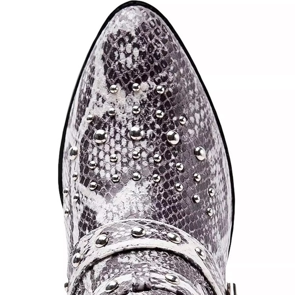 NIB [JANE AND THE SHOE] Cindy Snakeskin Pointed Ankle Booties Women's Sz 6.5 - Picture 4 of 11